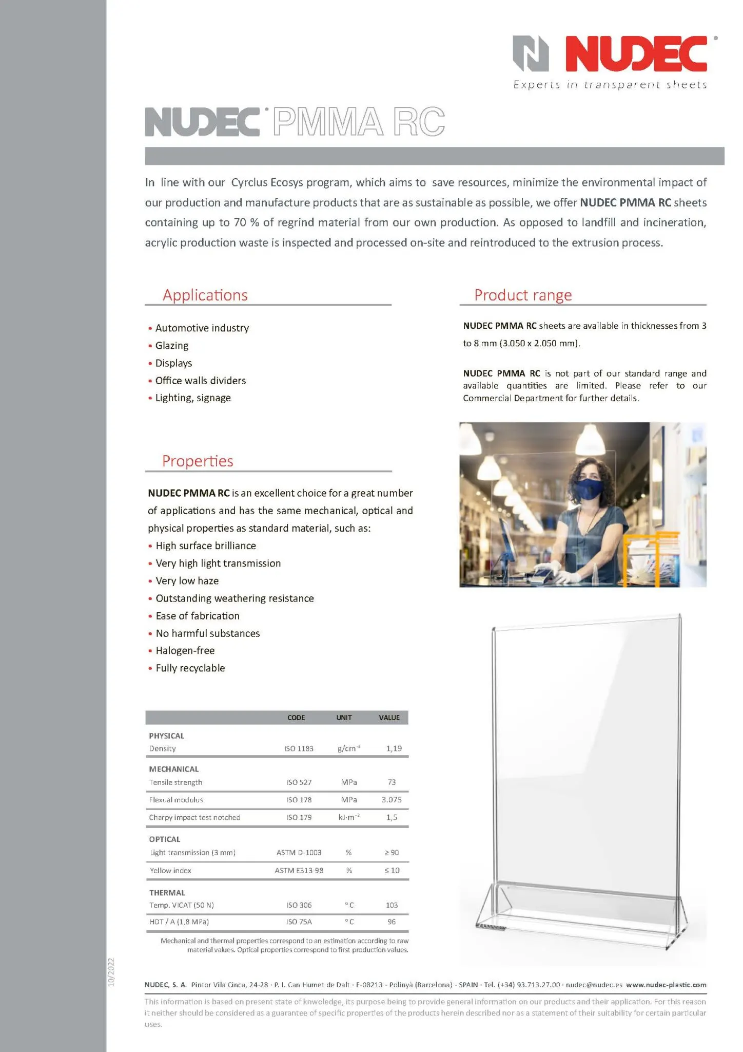 NUDEC PMMA RC | Plastic Plus - Suppliers Of Plastics